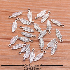 30pcs Feather Charm Pendant for DIY Key Chain Sweater Bracelet Necklace