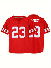 Boys Red 23 Rugby Jersey Breathable Athletic American Football Shirt