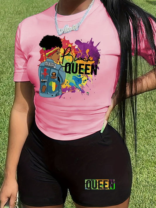  Cartoon Figure & Letter Print 2 Piece Set