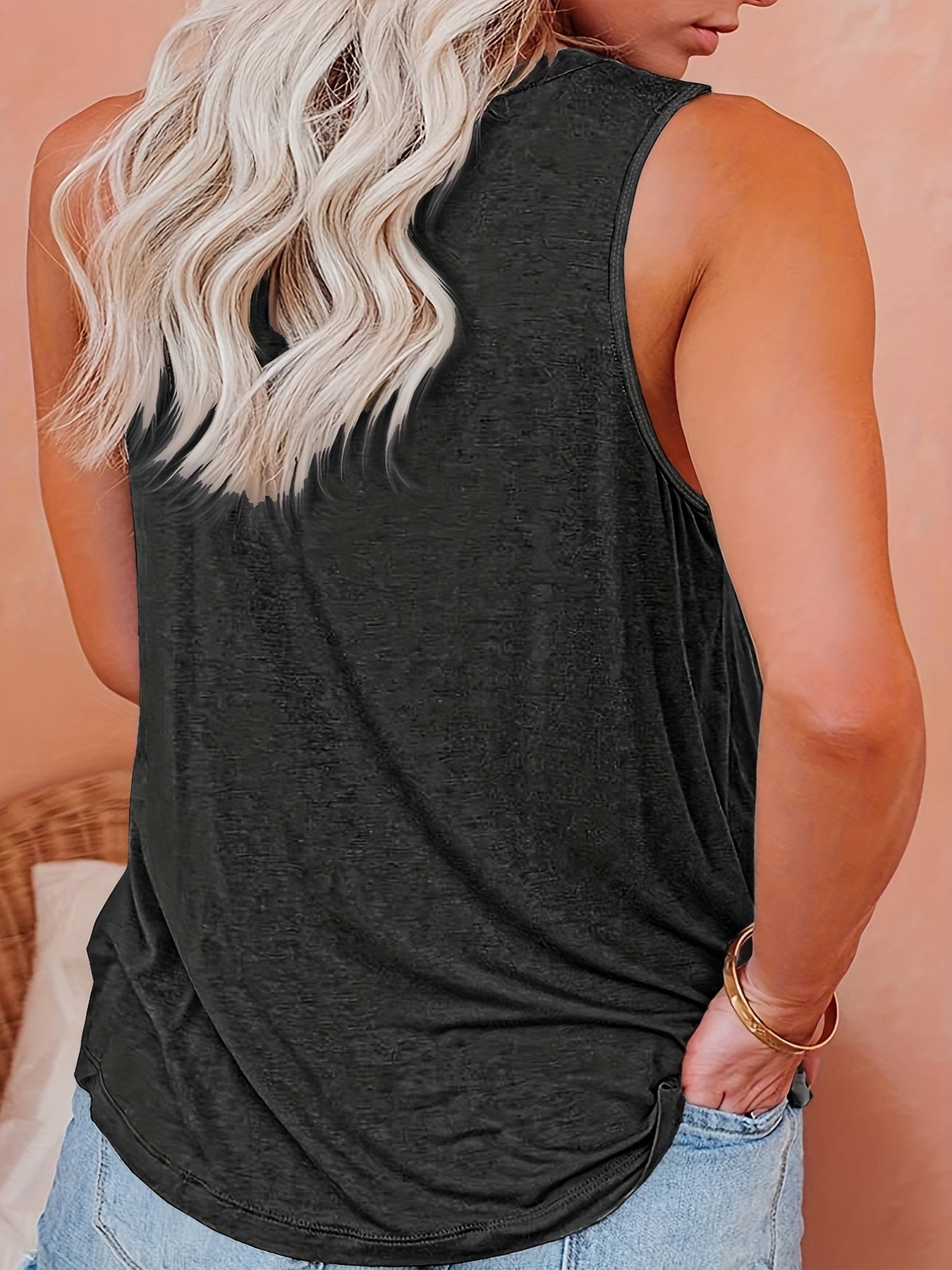  Butterfly Print Tank Top Stretch Sleeveless Tee