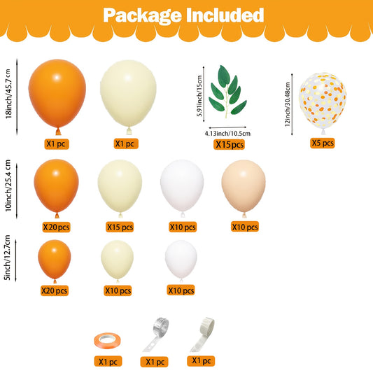 121pcs Orange Arch Balloon Set for Fruit Birthday Party