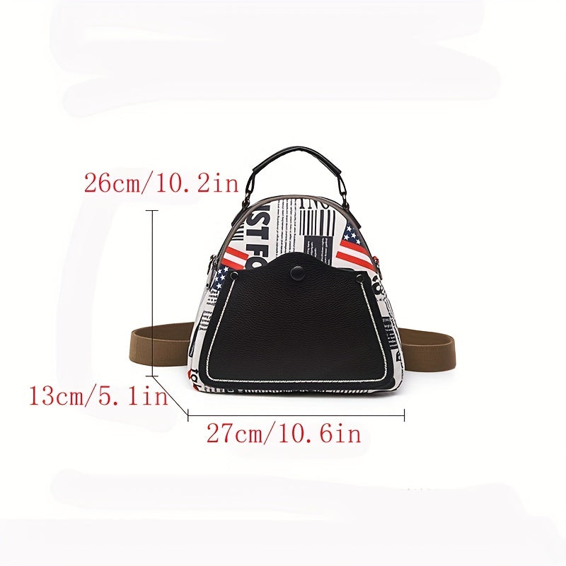 Casual Flap & Letter Pattern Backpack Travel Daypack