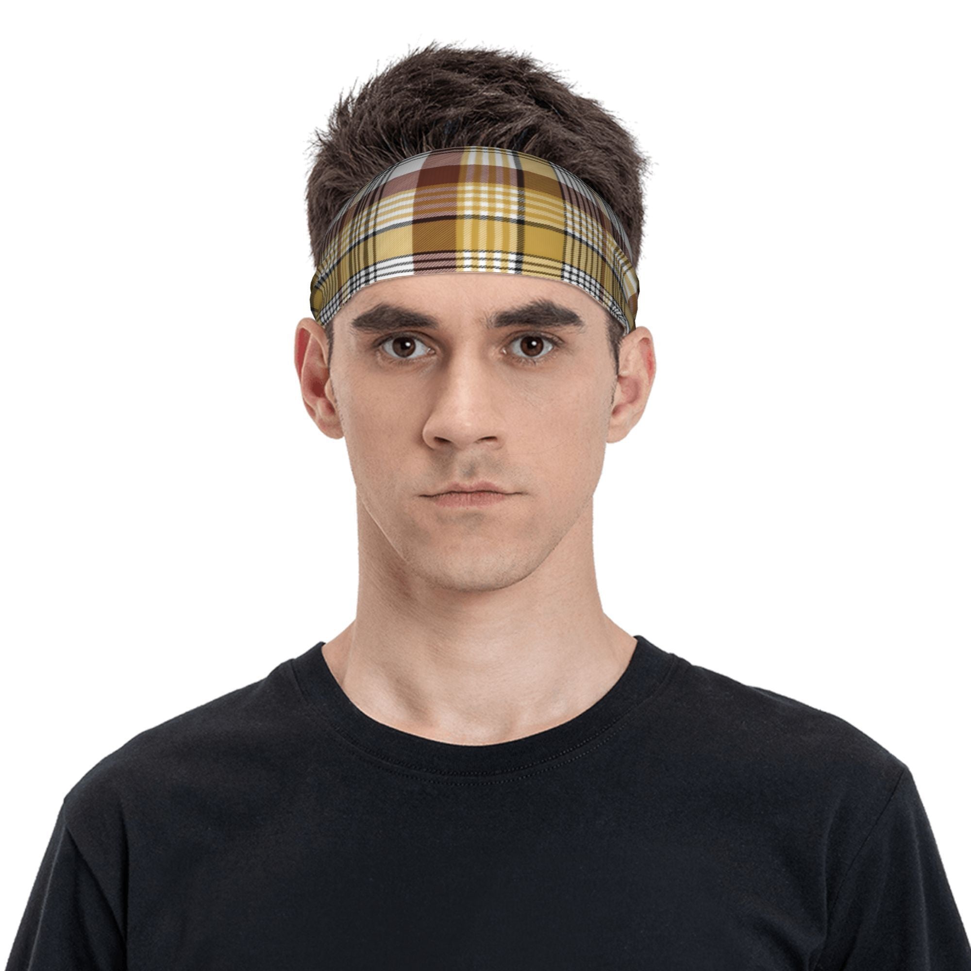 Vintage Plaid Sport Headband Breathable Polyester Spandex Fabric