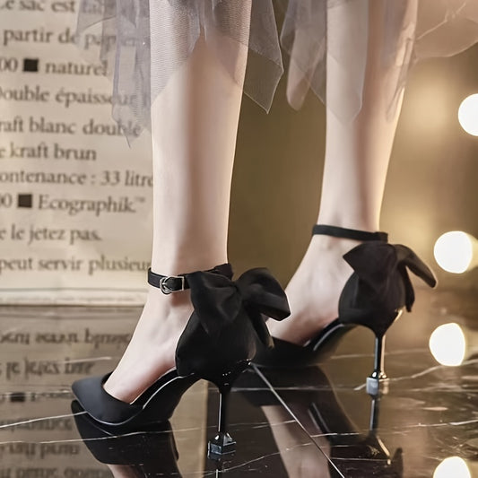 Women's Bow Tie High Heels Ankle Strap Pumps