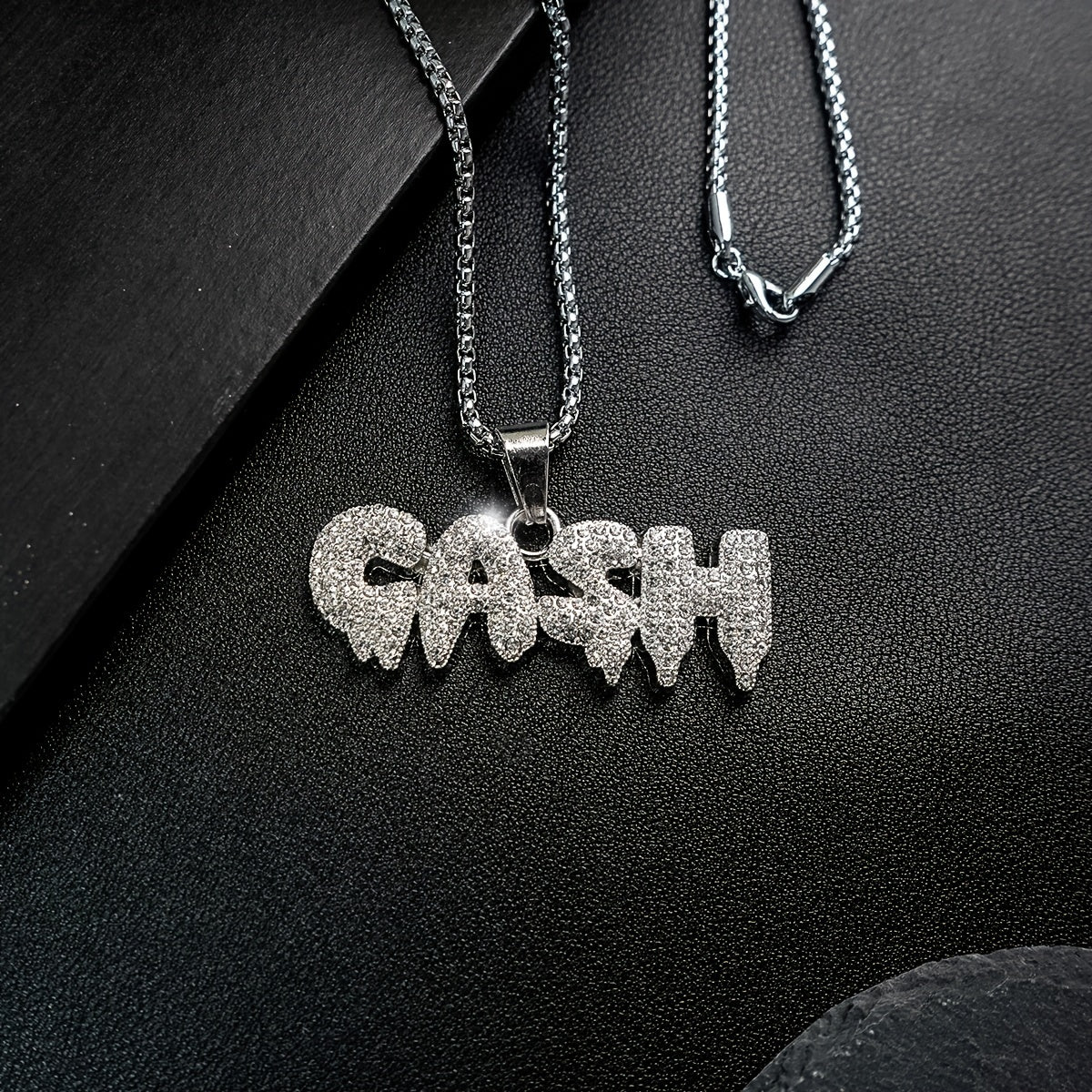 Punk Hip Hop Silver Rhinestone Letter Necklace