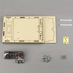 DIY Wooden Mechanical Lock Box Puzzle with Secure Metal Latch Yellow