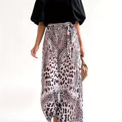  Leopard Print Wide Leg Trousers