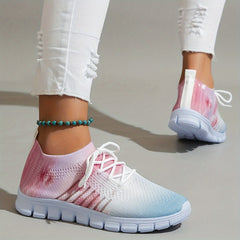 Breathable Flying Woven Shoes Soft Sole Lightweight Non Slip Running Shoes