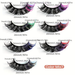 7 Pairs Colored Faux Mink False Eyelashes - Fluffy Volume Curly Lashes