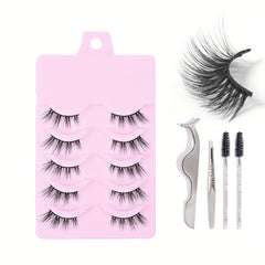 5 Pairs Thick Half Eye Lashes Wispy Fluffy False Eyelashes with Tools