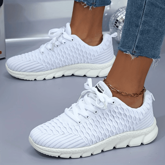 Women's Breathable Woven Sneakers Casual Running Shoes Lightweight Low Top Shoes