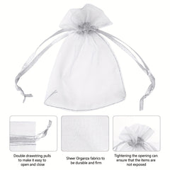 100pcs Solid Organza Gift Bag 7x9cm For Jewelry Candy