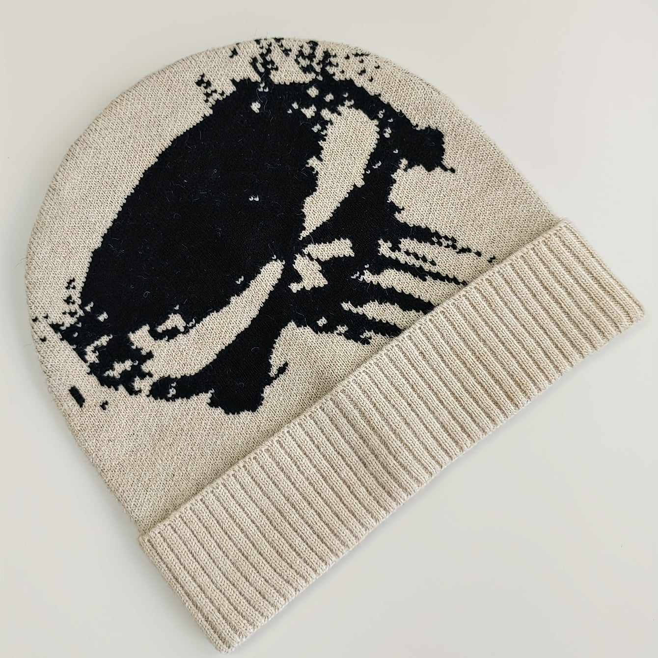 Ghost Face Jacquard Beanie Y2K Elastic Knit Hat Gothic Lightweight Skull Hat