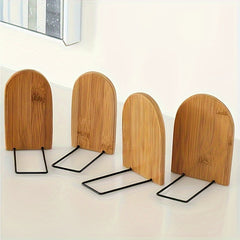Bamboo Bookend Log Texture Desktop Book Folder Storage