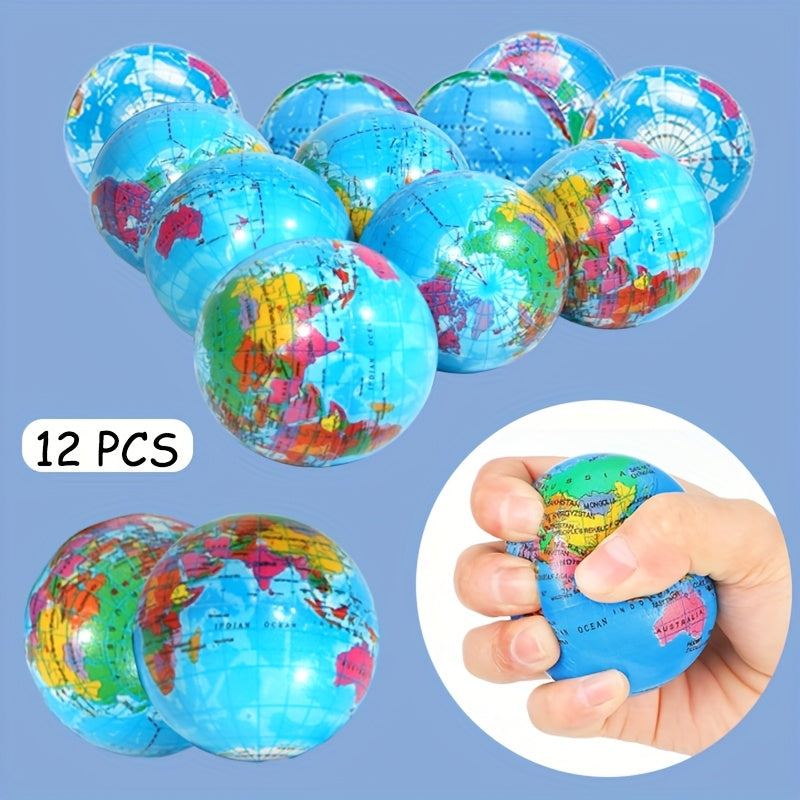 ROYLANZ 12pcs World Map Squeeze Balls Foam Finger Exercise Toys for Kids