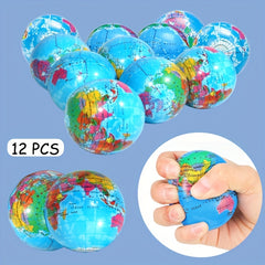 ROYLANZ 12pcs World Map Squeeze Balls Foam Finger Exercise Toys for Kids