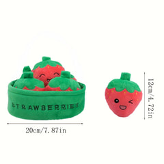 Plush Toy Set Chicken Dumpling Strawberries Carrots Designs in Basket 6pcs