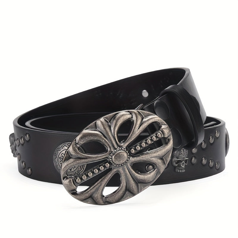 Men's Boho Skeleton Head Buckle Belt