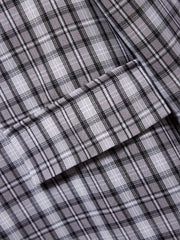  Plaid Print Long Sleeve Lapel Collar Blazer