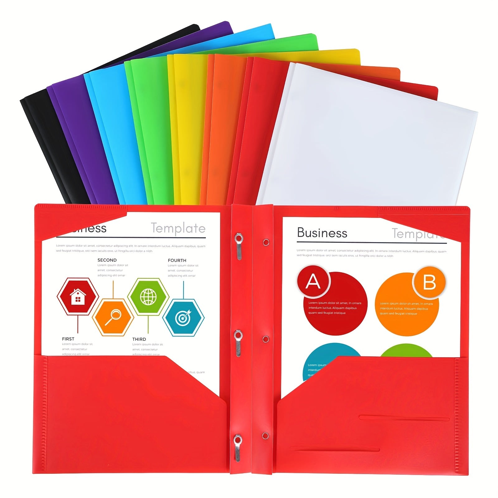 16pcs Double Pocket Letter Size Folders - 8 Colors