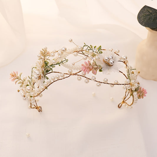 Faux Pearl Flower Leaf Headband Hairband Tiara Wedding Bridal Hair Accessories