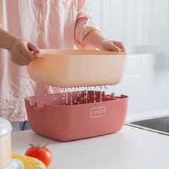 2-in-1 Kitchen Colander Strainer & Bowl Set Stackable Double Layered Colander