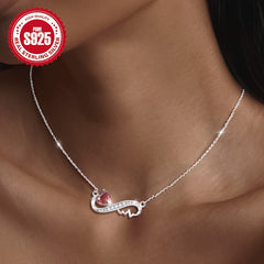 Infinity Love Heart Pendant Necklace with Red Zirconia 925 Sterling Silver