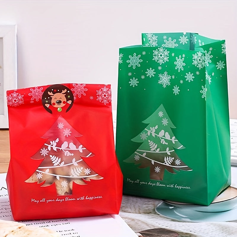 10 Pcs Mixed Christmas Packaging Bags With Stickers Candy Packaging Bag