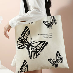 Cartoon Print Tote Bag Canvas Shoulder Handbag