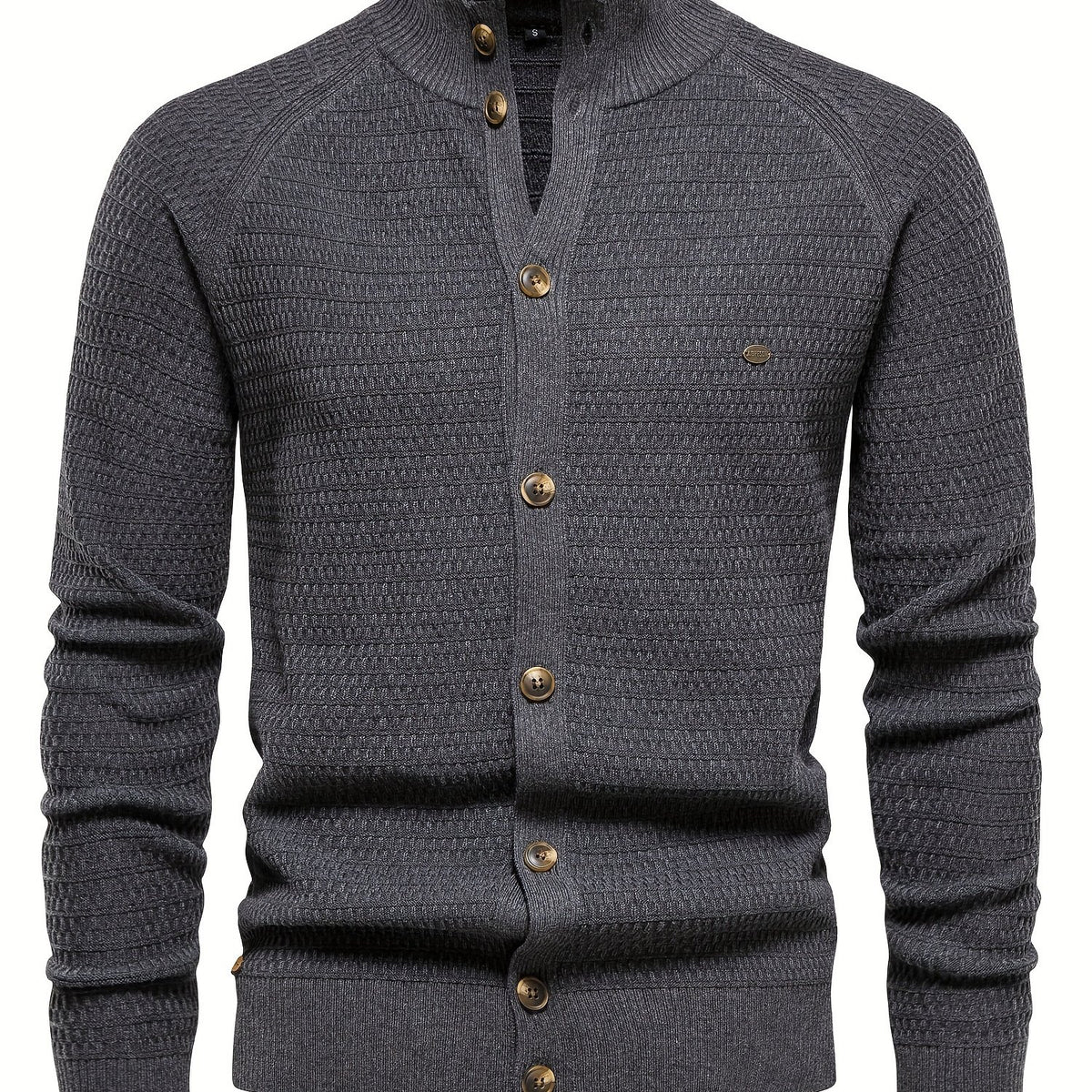 Men's Knitted Cardigan Mock Neck Sweater