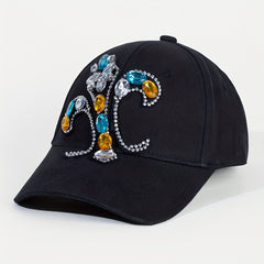 Y2K Cross Patch Baseball Cap Rhinestone Hip Hop Dad Hat