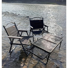 Outdoor Iron Mesh Table Adjustable Height Aluminum Alloy Frame Table