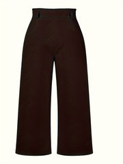  Solid High Rise Wide Leg Trousers With Belt