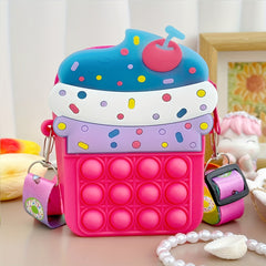 Girls Silicone Messenger Bag Coin Purse Children's Pop Fidget Toy Bag