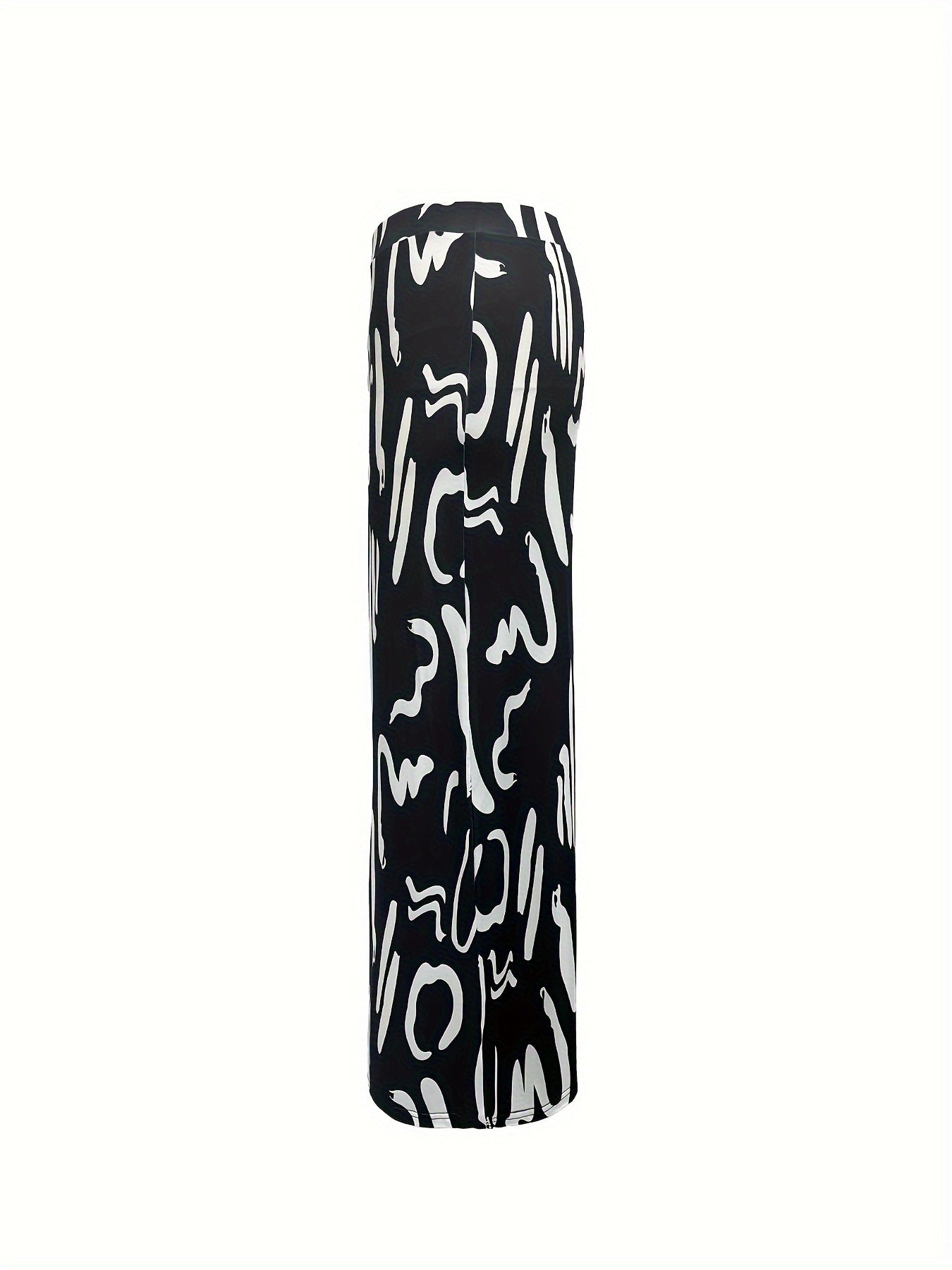  Graffiti Print Wide Leg Trousers