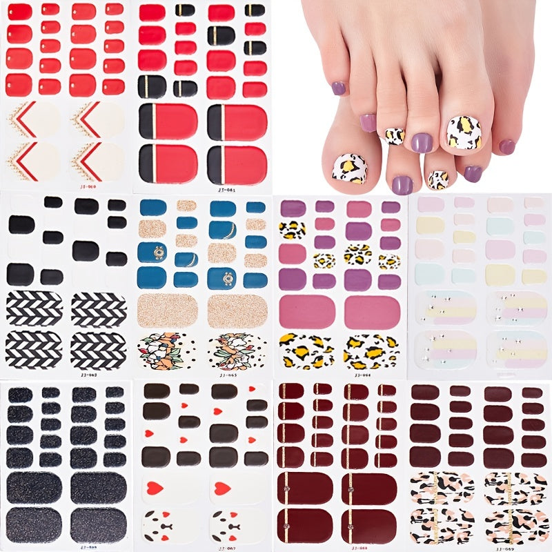 Self Adhesive Toe Nail Stickers Decals Full Wraps for Women Girls