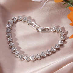 Heart Beaded Bracelet Inlaid Rhinestones Adjustable Hand Jewelry
