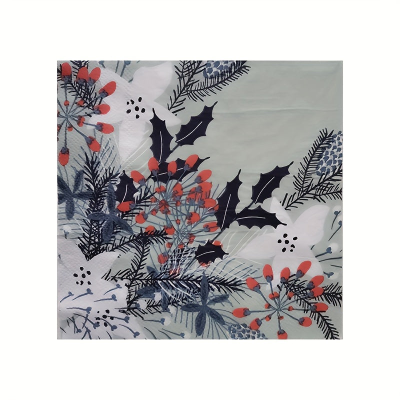 20pcs Green Floral Pattern Party Napkins - Party Decoration Supplies