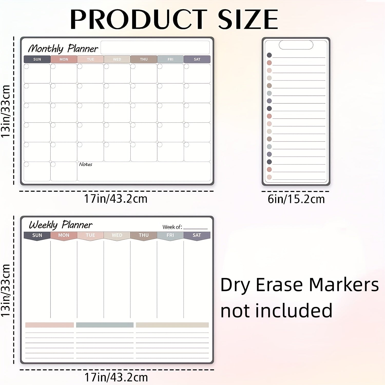 3pcs Colorful Magnetic Monthly Calendar Whiteboard For Fridge