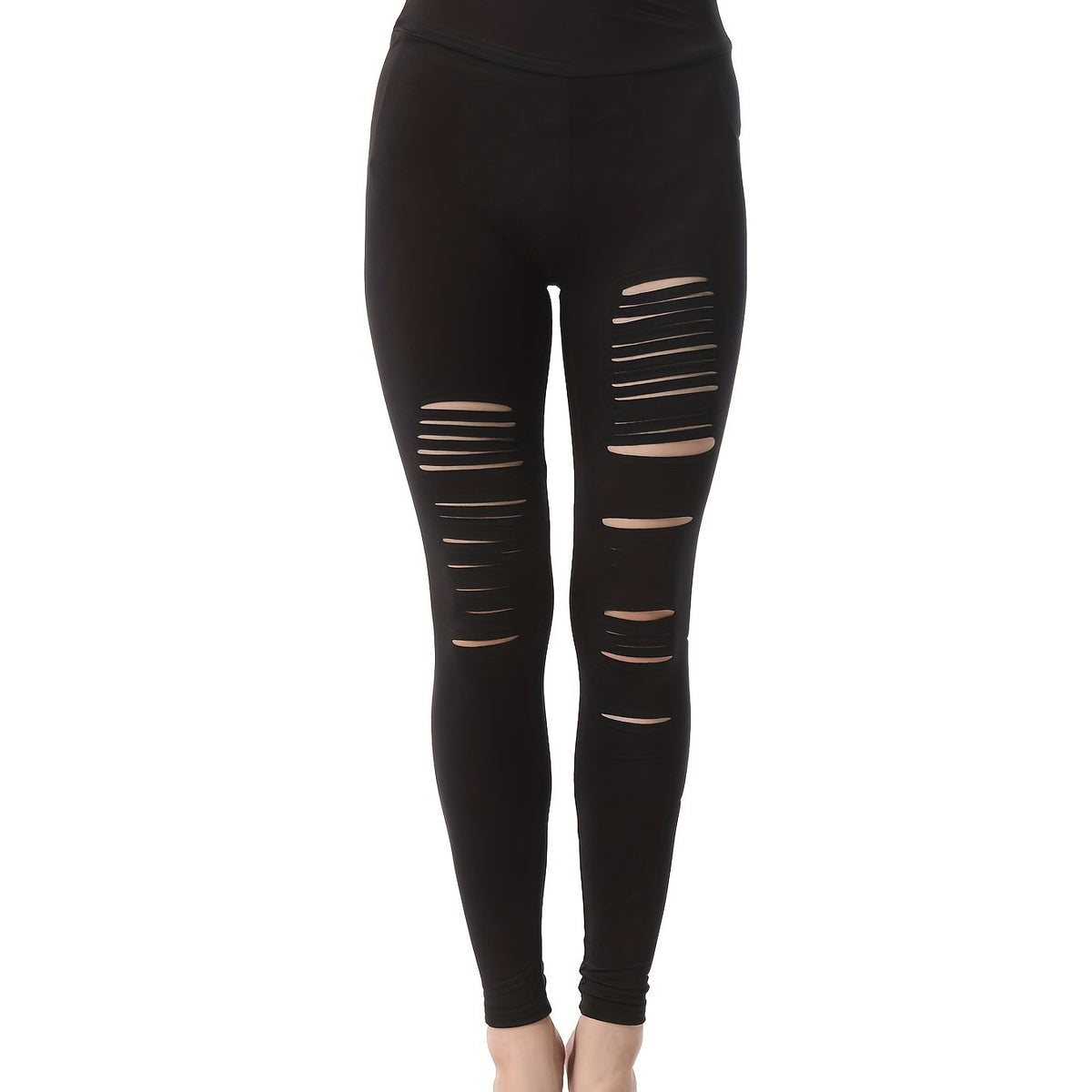 High Waist Yoga Pants Ripped Cutout Women