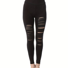 High Waist Yoga Pants Ripped Cutout Women