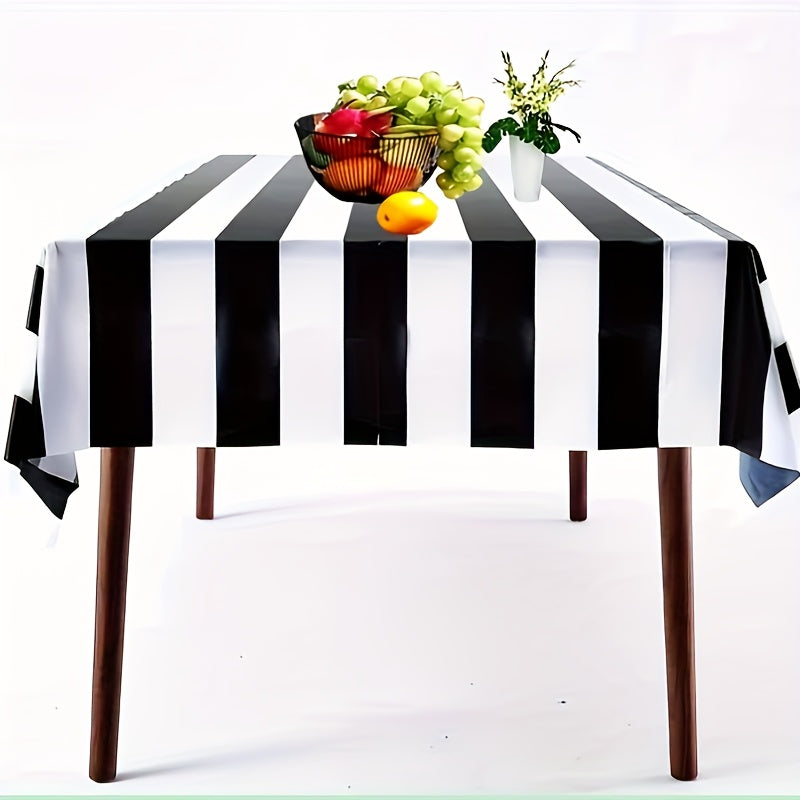 3pcs Waterproof Striped Tablecloth for Dining Camping Picnic Decor