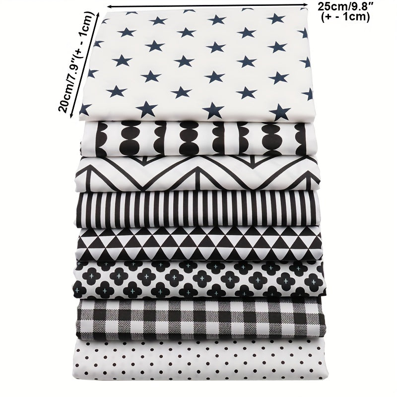 8pcs Printed Fabric Patchwork Doll Needlework Cloth DIY Sewing Quilting Material
