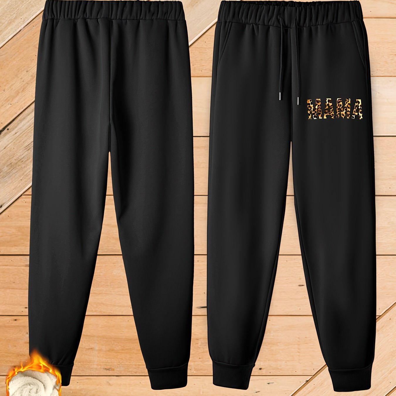 Women's Plus Letter Print Fleece Lined Harem Trousers