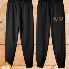 Women's Plus Letter Print Fleece Lined Harem Trousers