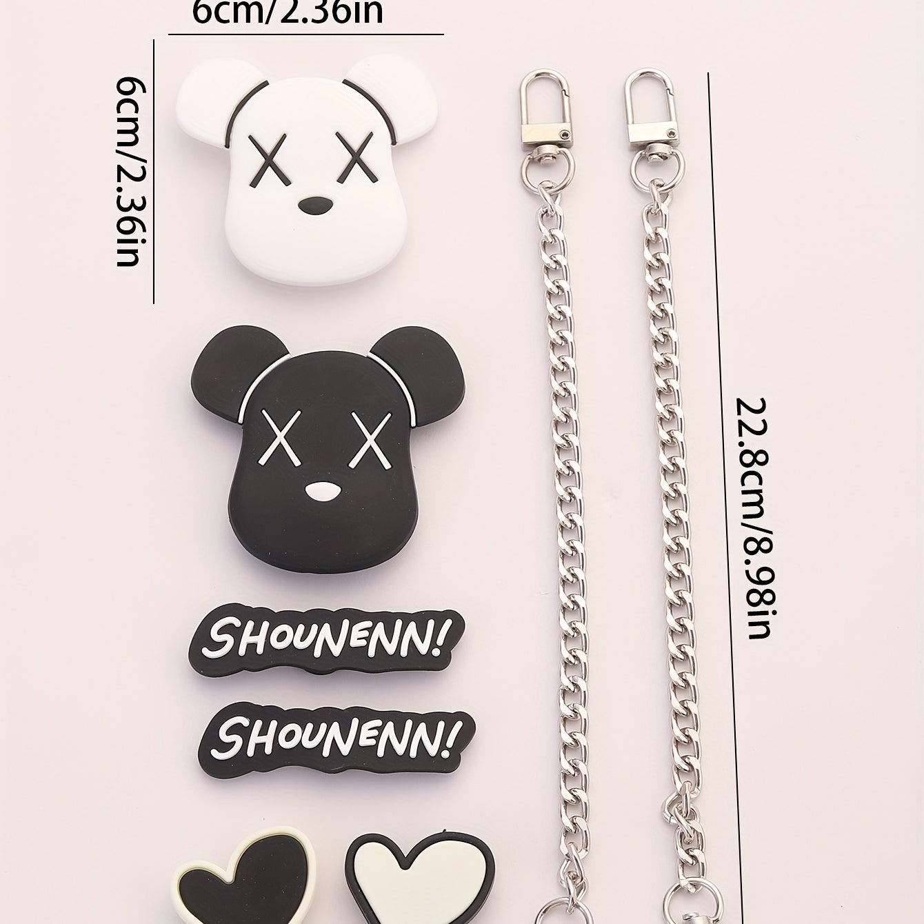 8pcs Cartoon Shoe Charm Set with Chain for Sandal Slipper