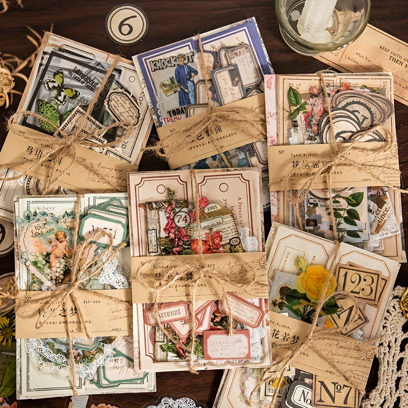 80pcs Retro Hand Account Book DIY Decoration Set