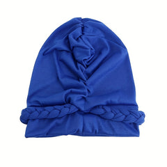 Classic Braid Cross Turban Hat Solid Head Wrap Stretchy Hijab Beanie Cap