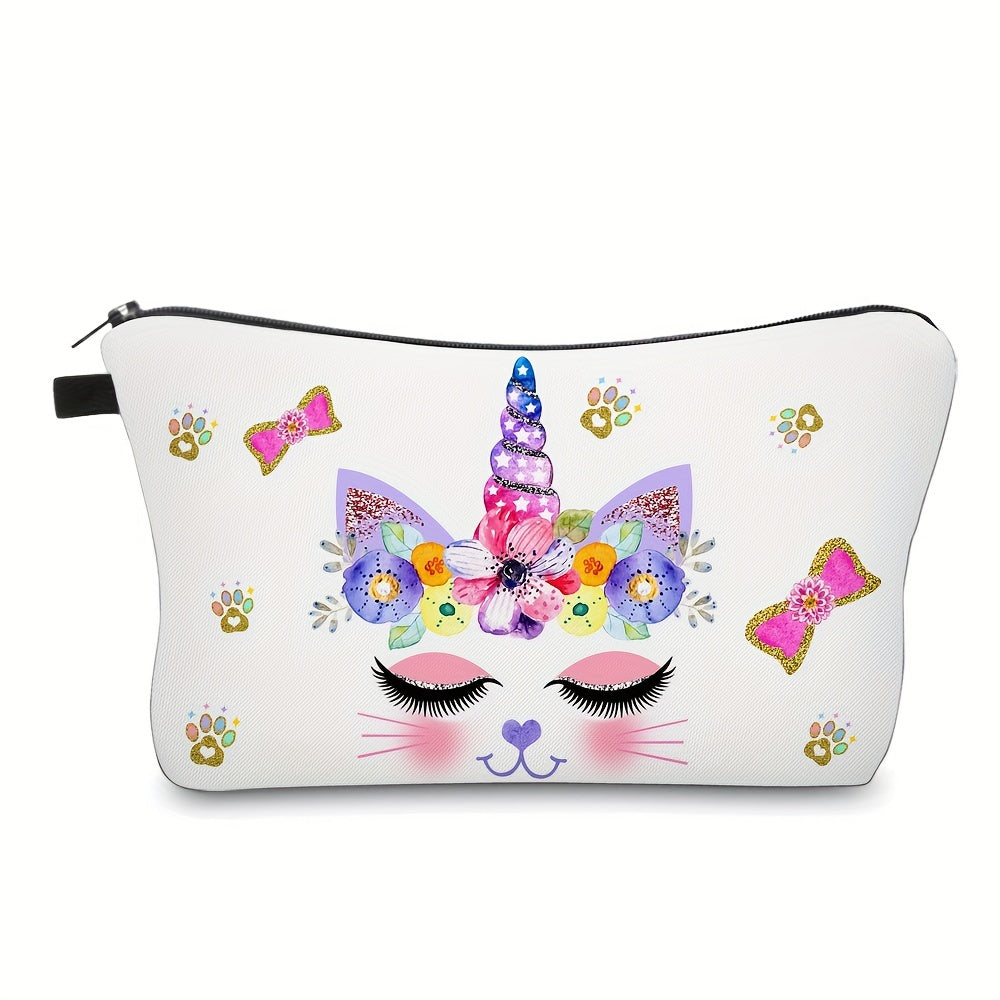 Unicorn Print Makeup Bag Toiletry Pouch Water Resistant Cosmetic Bag