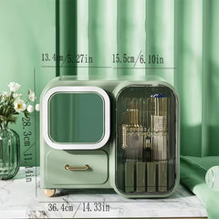 Makeup Organizer With Mirror Waterproof Dustproof Storage Rack